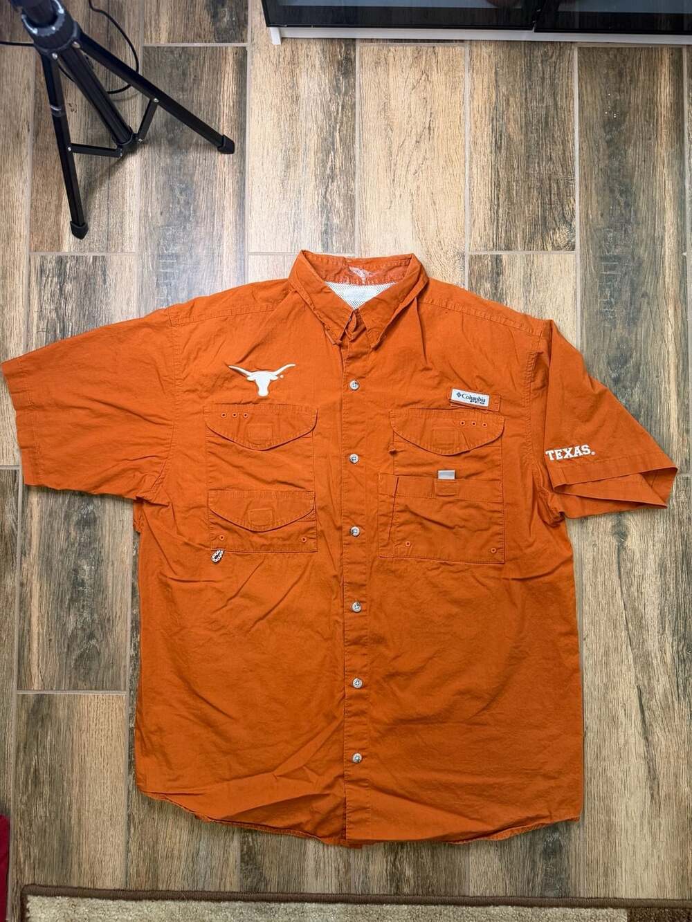 Columbia Texas Longhorns PFG Shirt Orange Fishing Button-Down